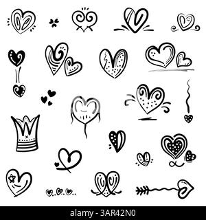Doodle heart shaped arrow symbol hand drawn with thin line. Graphic ...