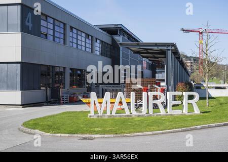 Bricklayer training hall Bricklayer lettering Stock Photo