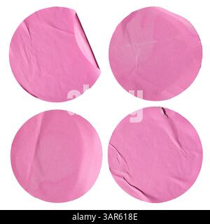 Pink circle paper stickers on white background with clipping path Stock Photo