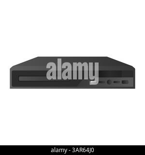 Simple Black DVD Player Vector. Electronic DVD Player Icon. DVD Player for Entertainment. Stock Vector