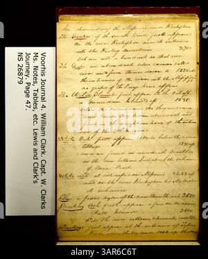 Volume 4 of the Clark Family Collection features the Voorhis Journal No. 4, which includes scientific notes, tables, and data from the Lewis and Clark Expedition. The journal contains observations on plants, animals, and weather, as well as geographic measurements. It also offers insights into Native American cultures through Biddle’s *Estimate of Western Indians*. Stock Photo