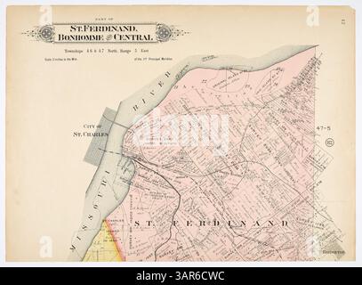 This 1909 Plat Book of St. Louis County includes 138 pages of maps and an index, documenting the land distribution and property ownership in the area, vital for property research and historical studies. Stock Photo