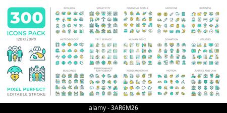 Sustainability colorful icons set collection Stock Vector