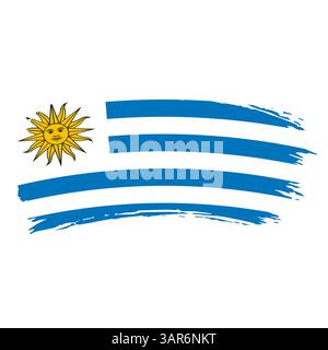 Uruguayan Flag Brushstroke, National Symbol of Uruguay Stock Vector