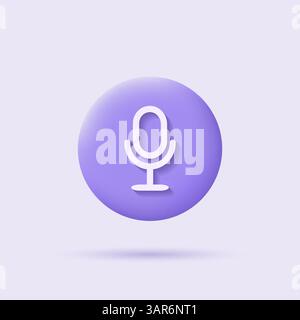 Videocall Icon. Online call control symbol. 3D Microphone icon for video conference, webinar and video chat. Flat Vector illustration Stock Vector