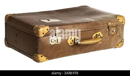 Old brown suitcase on transparent background Stock Photo