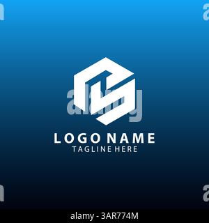 initial letter PS hexagon logo design vector Stock Vector