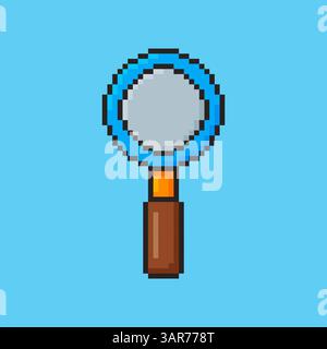 Pixel art magnifier game asset design Stock Vector