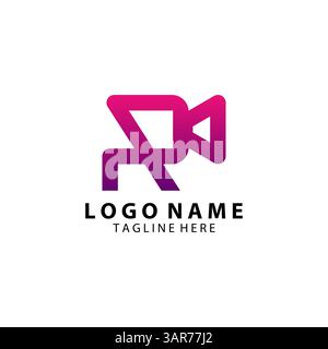 initial letter R camera logo design vector Stock Vector