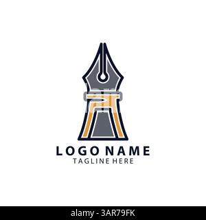 pen monument logo design vector Stock Vector