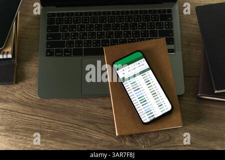 businessman working with data and graphs in spreadsheet documents for online analysis Microsoft Excel project dashboard accounting digital Stock Photo