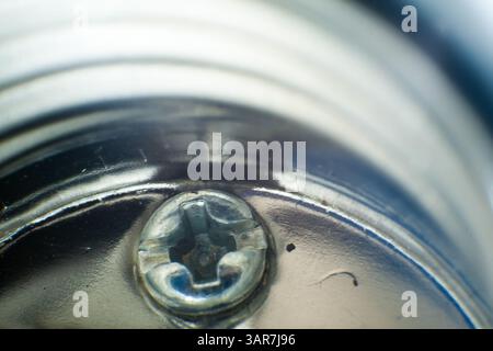 Light bulb base close up. Close-up of the inside of the lamp base. Stock Photo