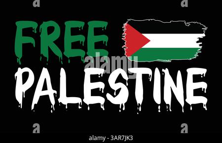 Free Palestine design with Palestine flag. Stock Vector