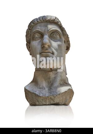 Roman Statue head of Emperor Constantine known as the Colossus of Constantine. Early 4th century AD.  Capitoline Museum, Rome.   The great head, arms Stock Photo