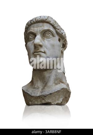 Roman Statue head of Emperor Constantine known as the Colossus of Constantine. Early 4th century AD.  Capitoline Museum, Rome.   The great head, arms Stock Photo