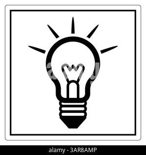 A minimalist black and white illustration of a light bulb with rays symbolizes creativity and innovation. Perfect for designs related to ideas and ins Stock Vector
