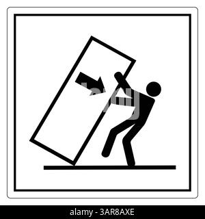 A clear icon depicting a person pushing an object to the left, designed in a minimalist black and white style, suitable for safety signage or informat Stock Vector