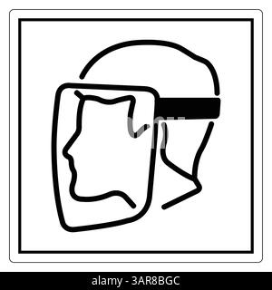 This line art illustration depicts a face wearing protective gear, emphasizing health and safety awareness in various industries. Stock Vector