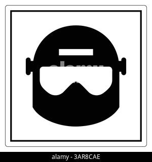 This icon features a minimalist design of a protective helmet and face shield, symbolizing safety in various industrial and construction settings, per Stock Vector