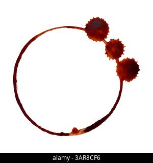 Watercolor round spots of coffee, drops, splashes, spilled cup. Frame. Vector illustration Stock Vector