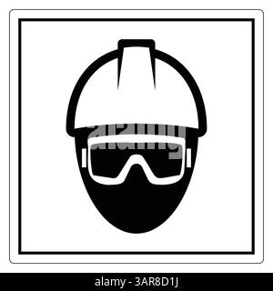 This icon depicts a safety helmet and goggles, representing protection in construction and industrial environments. Ideal for illustrating worker safe Stock Vector
