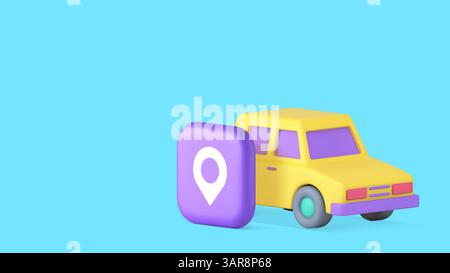 Car sharing location map address GPS cartography navigation copy space banner vector illustration. Automobile search remote control global positioning Stock Vector