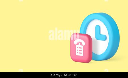 Important call time reminder deadline countdown notification copy space banner vector illustration. Calendar date meeting event contact communication Stock Vector