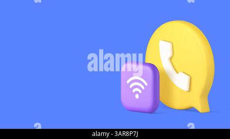 Wi fi internet call phone communication cyberspace connection copy space banner vector illustration. Wifi online remotely cell telephone mobile smartp Stock Vector