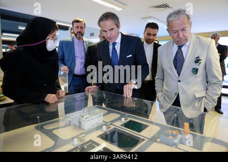 Tehran, Iran. 17th Apr, 2025. International Atomic Energy Agency (IAEA) Director General RAFAEL MARIANO GROSSI (C) visit an exhibition showcasing Iran's nuclear achievements in Tehran. Grossi is visiting Tehran to meet with Iranian officials after the recent nuclear talks between Iran and the US. (Credit Image: © Aeoi via ZUMA Press Wire) EDITORIAL USAGE ONLY! Not for Commercial USAGE! Stock Photo