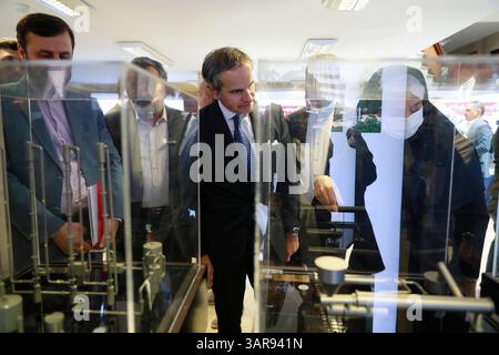 Tehran, Iran. 17th Apr, 2025. International Atomic Energy Agency (IAEA) Director General RAFAEL MARIANO GROSSI (C) visit an exhibition showcasing Iran's nuclear achievements in Tehran. Grossi is visiting Tehran to meet with Iranian officials after the recent nuclear talks between Iran and the US. (Credit Image: © Aeoi via ZUMA Press Wire) EDITORIAL USAGE ONLY! Not for Commercial USAGE! Stock Photo