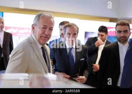 Tehran, Iran. 17th Apr, 2025. International Atomic Energy Agency (IAEA) Director General RAFAEL MARIANO GROSSI (C) visits an exhibition showcasing Iran's nuclear achievements in Tehran. Grossi is visiting Tehran to meet with Iranian officials after the recent nuclear talks between Iran and the US. (Credit Image: © Aeoi via ZUMA Press Wire) EDITORIAL USAGE ONLY! Not for Commercial USAGE! Stock Photo