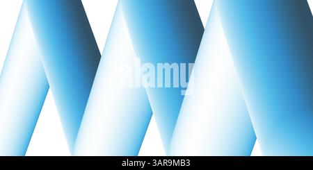 Modern abstract background featuring a lit tubular zigzag 3D shape colored in blue and white gradients. A sleek and futuristic digital design, perfect Stock Vector
