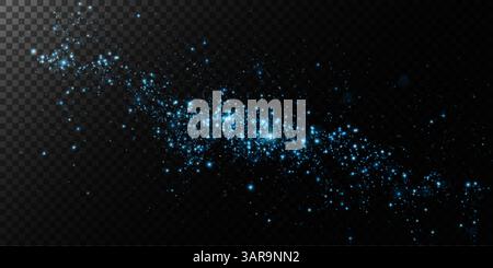 Sparkling blue particles gracefully dance across a dark background, conjuring a captivating and ethereal effect Stock Vector