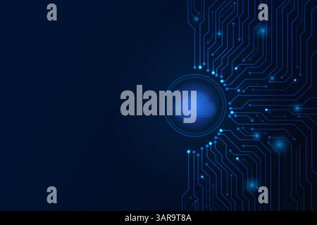 Cloud internet data storage database and data server with circuit board, technology background, Vector and Illustration Stock Vector