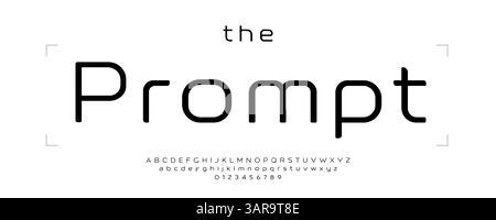 Modern Minimal Sans Serif Font, Rounded Letters with Calm Geometry and Rectangular Modular Elegance. Clean Alphabet for Digital Tech Branding, UX, UI Stock Vector