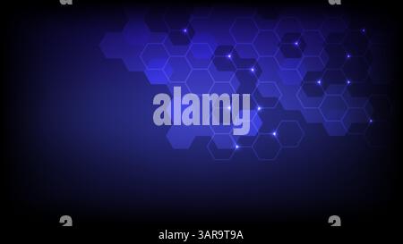 Abstract hexagon shape background on dark blue color, vector illustration Stock Vector