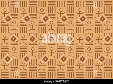 Bogolan, or bògòlanfini in Bambara, is a Malian fabric from the Mandingo ethnic group, dyed using a technique used in Mali, Burkina Faso, Guinea, Côte Stock Vector