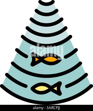 Fish Finder Vector Color Icon Design. Echo sounder radar icon. Echo sounder radar simple vector icon for web design isolated on white background Stock Vector