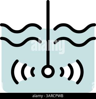 Fish Finder Vector Color Icon Design. Echo sounder radar icon. Echo sounder radar flat vector icon for web design isolated on white background Stock Vector