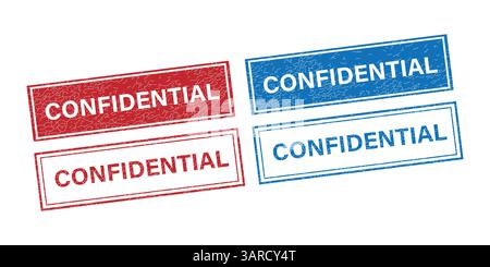 Rubber Stamps and Confidential Markings – Bold Administrative Vector Art for Official Documents Stock Vector