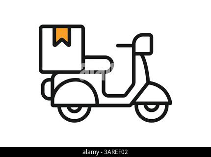 Delivery scooter icon. riding motorcycle icon symbol, Pictogram simple flat design for apps and websites, Isolated on white background, Vector Stock Vector