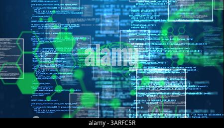 Image of brains over data processing Stock Photo