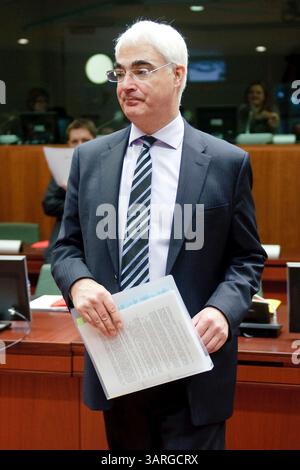 Feb. 16, 2010 - Brussels, BXL, Belgium -  British Chancellor of the exchequer Alistair Darling at the start of a European finance ministers council, Ecofin meeting  in  Brussels, Belgium on 2010-02-16  Â© by Wiktor Dabkowski (Credit Image: © Wiktor Dabkowski/ZUMApress.com) Stock Photo