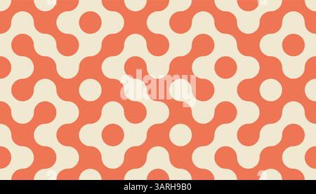 Truchet tile round shapes seamless pattern. Background with rounded figures in flat style. Modern mosaic infinity pattern. Stock Vector