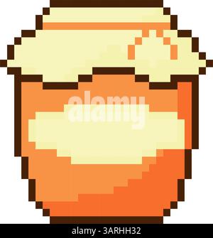 Homemade jam icon. Pixel art object in 8 bit style. Isolated vector illustration Stock Vector