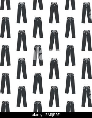 Vector seamless pattern of hand drawn sketch doodle jeans pants isolated on white background Stock Vector