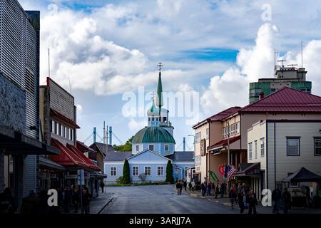 Sitka, Alaska, USA - September 24, 2024: St. Michael Cathedral, a national historic landmark, located on in downtown Sitka, Alaska. Stock Photo