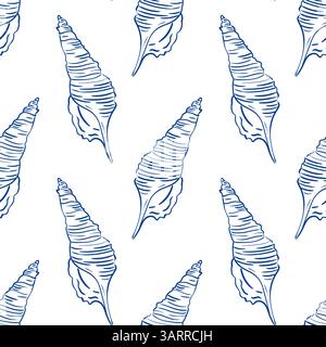 Decorative pattern featuring hand-drawn seashells on a light background for coastal design Stock Vector