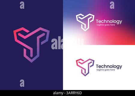 Modern Logo for Business Startup Technology, Artificial Intelligence, and Innovative Brand Identity Stock Vector