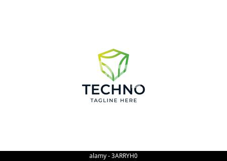 Modern Shield Logo Representing Innovative Technology and Secure Digital Connection Design Stock Vector